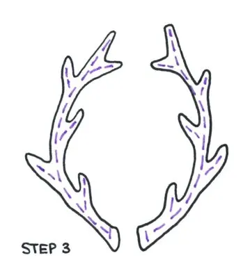 steps to drawing antlers.