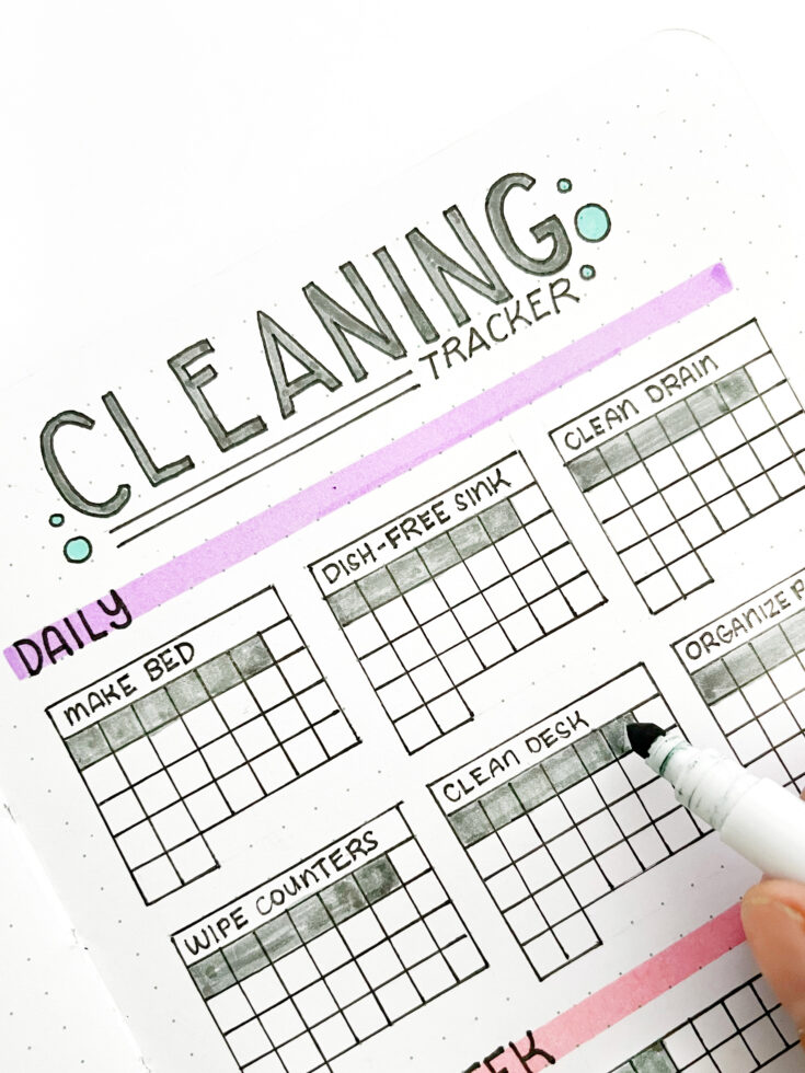 Cleaning Tracker Template | Free Bullet Journal Layout Printable ...
