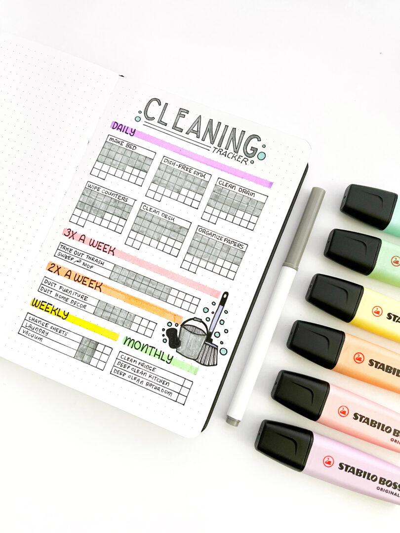 Cleaning Tracker Template | Free Bullet Journal Layout Printable ...