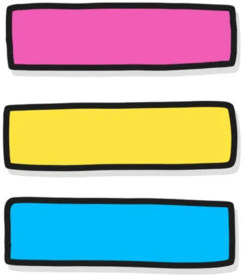 generic icon of three bars in pink, yellow, and blue.