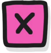 x in a pink box