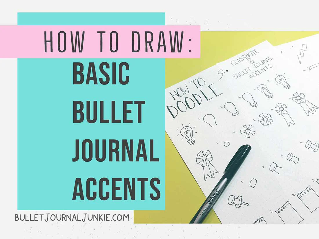 how to draw bullet journal icons and doodles text on image overlay.