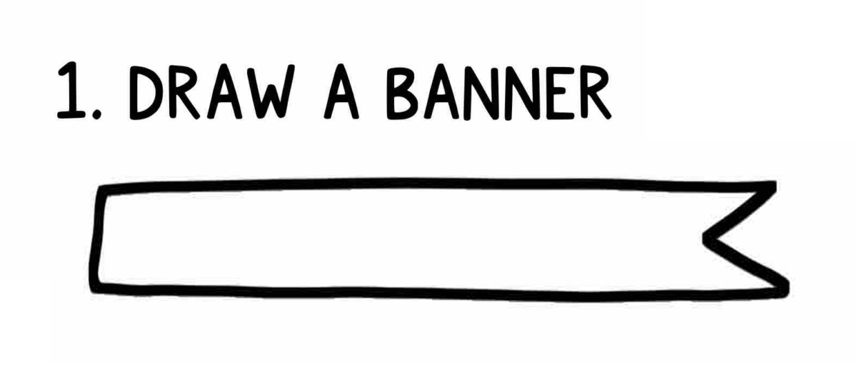 words draw a banner, with a hand drawn banner below
