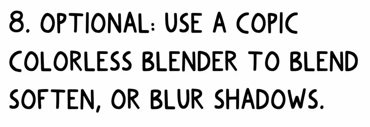 Where to highlight to add shadow to a bullet journal doodle.