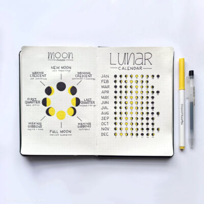 🌜 How to Make a Lunar Moon Calendar Bullet Journal Layout