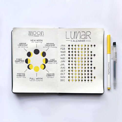 Lunar Calendar Bullet Journal Layout – Free PDF Printable