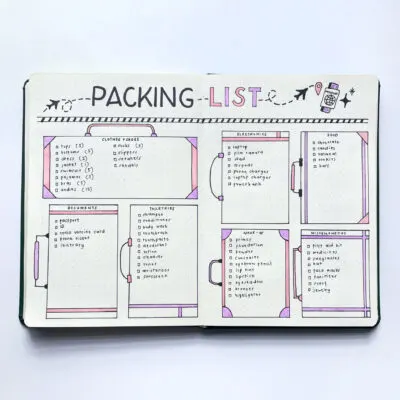 4 Steps to Make a Packing List Layout in a Bullet Journal