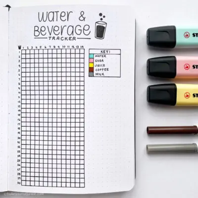 Bullet Journal Water Tracker Layout (+Soda & Coffee)