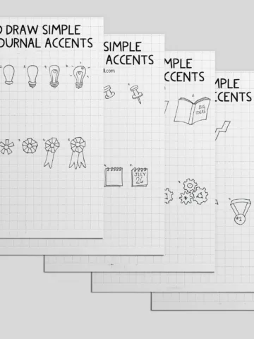 mockup of a set of worksheets on drawing bullet journal accents