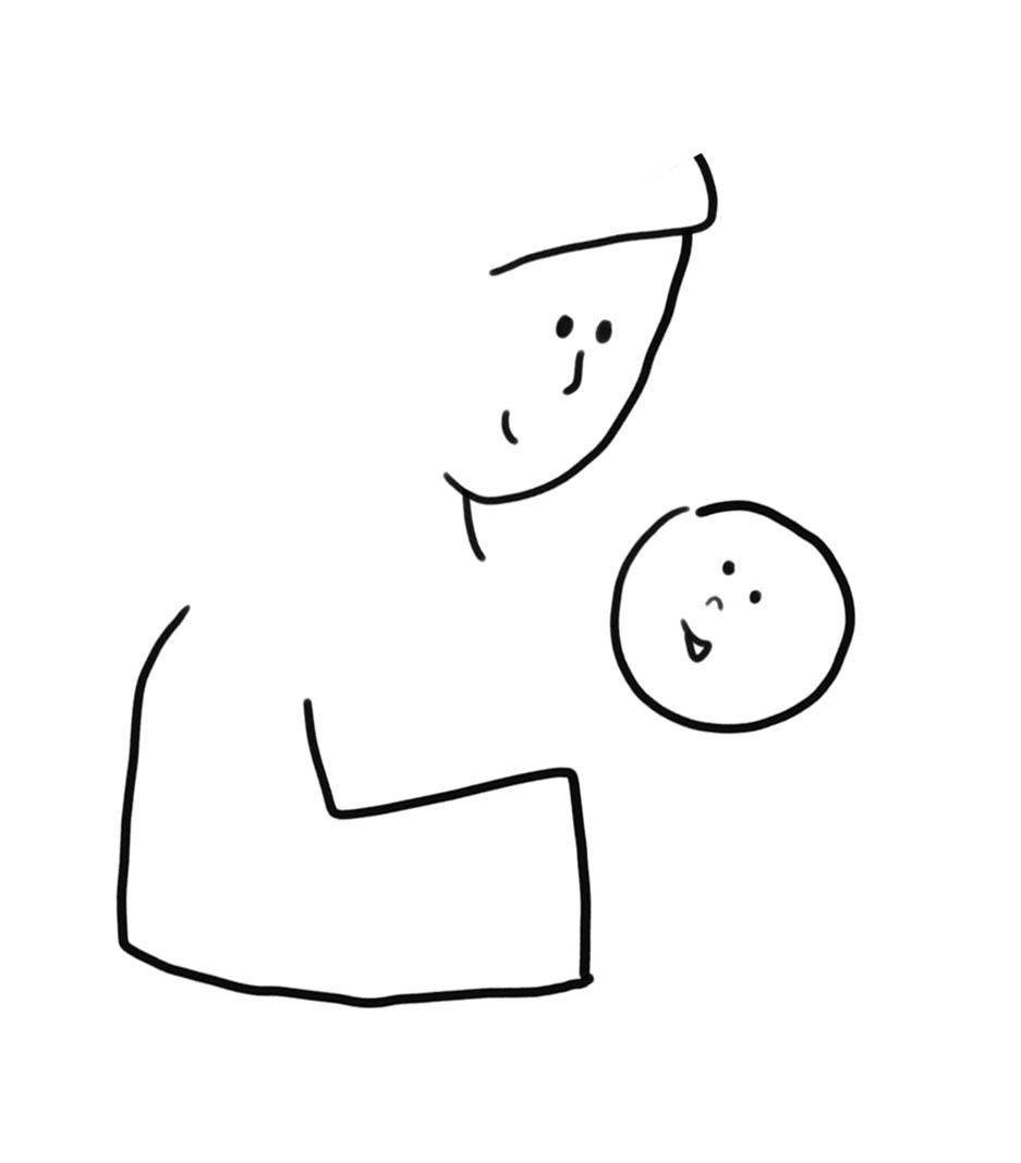 step by step how to draw a mother cradling a baby in her arms